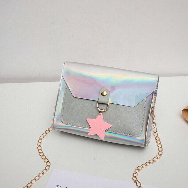 

2019 brand new baby teenager girl purse handbag shoulder bag solid transparent laser pu women messenger bags coin purse wallet h wmtfnc
