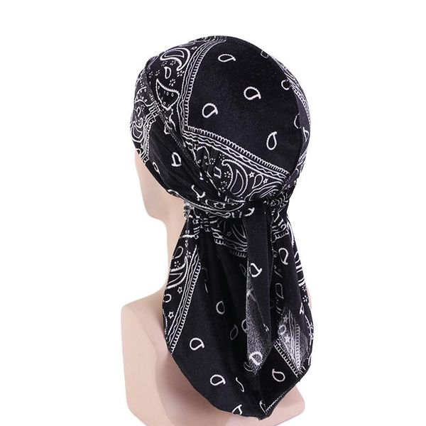 

beanie/skull caps hair accessories velvet durag bandanas insect hats for women men long tail pirate hat waves do doo du rag headwrap, Blue;gray