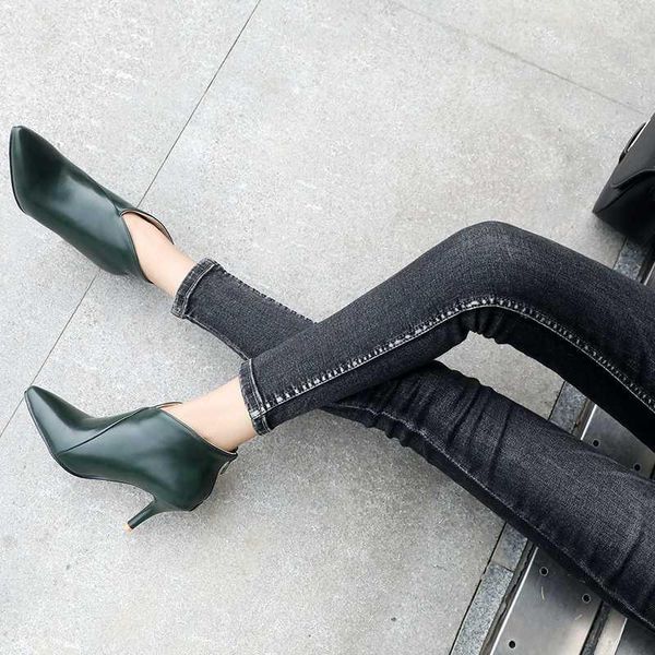 

2020 large size women boots fashion pointed toe high heels women's shoes autumn winter ankle boots female1, Black