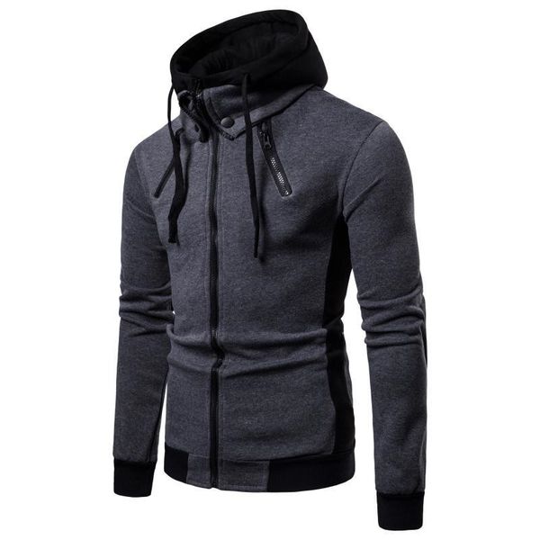 

mens hoodies sweatshirts autumn winter trench coat casual thicken warm hooded jacket male windbreaker outerwear, Black