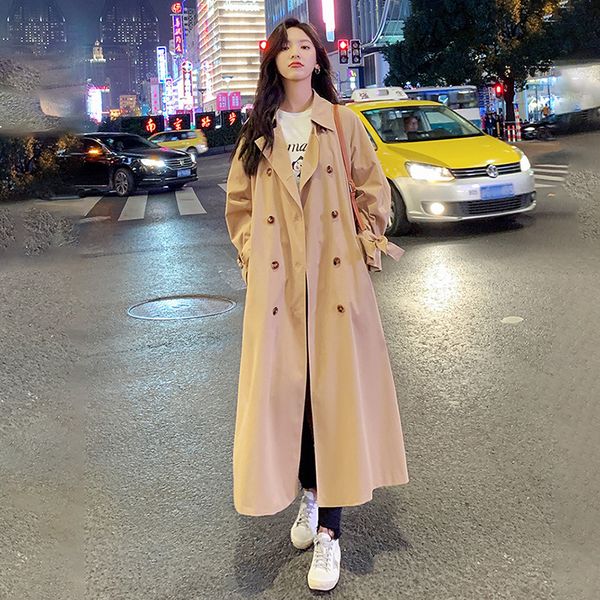 

2021 new female long new korean spring s-4xl plus size double lapel breasted solid released fashion jacket y25 p6i5, Black;brown