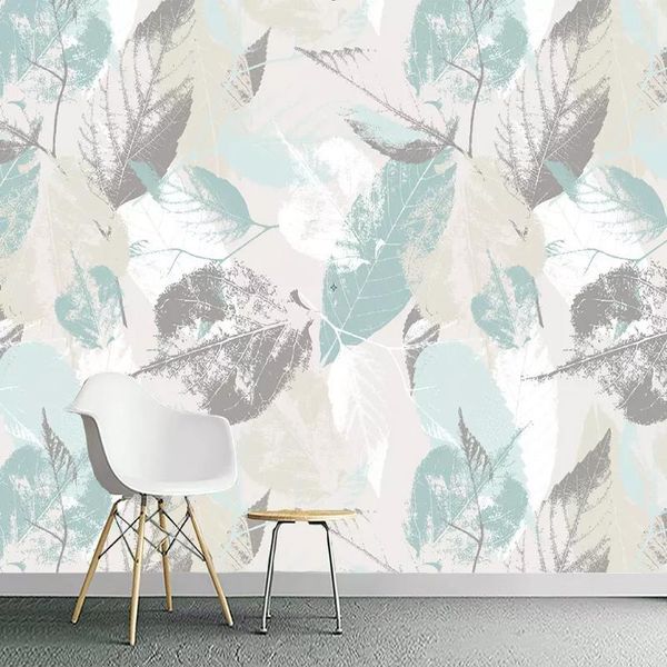 

wallpapers drop custom 3d wallpaper roll nordic modern leaves leaf petals tv wall non-woven waterproof covering mural1