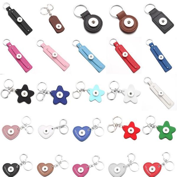 

pu leather snap button keychain fit 18mm metal snap button keyring men's diy jewelry pu qylavo