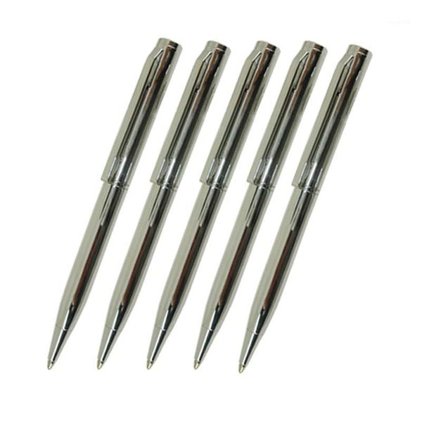 

acmecn 5pcs / lot notebook ball pen bright silver mini brass ballpoint pen replaceable refill school student stationery product1, Blue;orange
