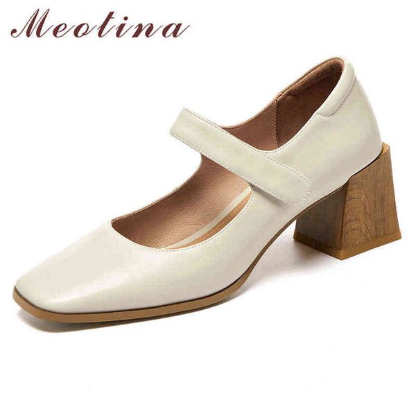 

women's sheepskin high heels leather shoes thick square toe white 41 42 2 9, Black