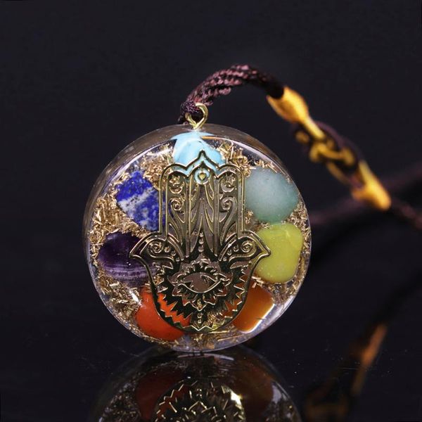 

hand of fatifa orgonite ожерелье камень энергии chakra healing кулон рейки йога медитация ювелирный подарок, Silver