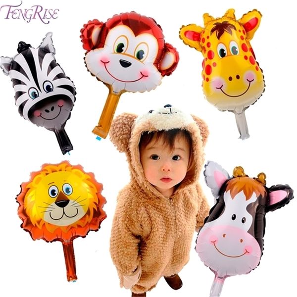 

fengrise 6pcs/lot jungle animal shaped balloons lion helium balloon birthday decorations kids baby shower boy party decor