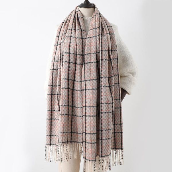 

2020 winter scarf women wram cashmere pashmina luxury plaid tassel scarves female thick wram bufanda shawls and wraps wmtzru bdesybag, Blue;gray