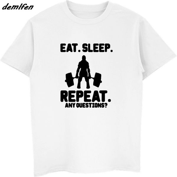 

letter powerlifting weightlifting men eat sleep weightlifting men's summer casual hip hop man new gift hoodie designers t shirts sweats
