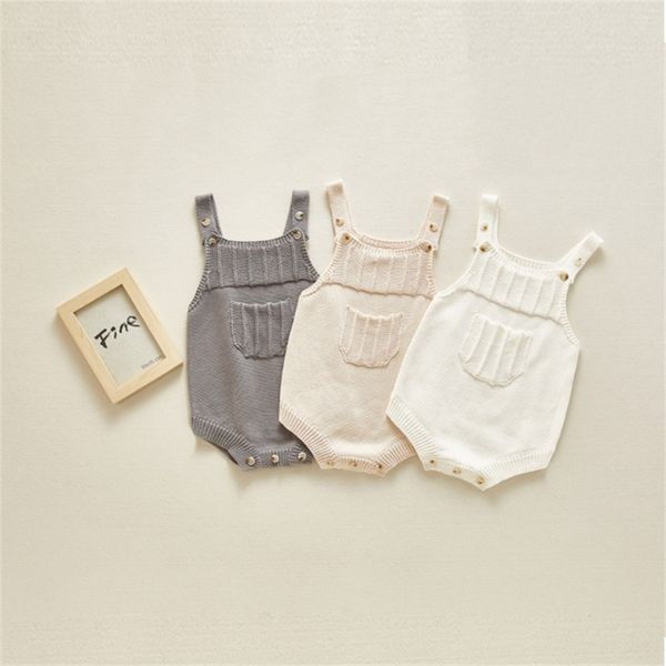 

newborn baby romper jumpsuit sleeveless knitting baby boy girl romper infant jumpsuit cotton toddler clothes romper overalls 201127, Blue