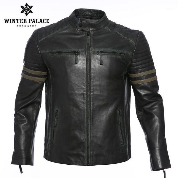 

locomotive retro small round neck leather jacket men new autumn fashion leather jacket men's clothing men's winter jackets1, Black