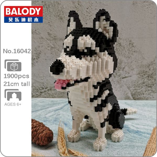 

balody 16042 siberian husky dog animal pet 3d model diy small mini diamond blocks bricks building toy for children no box 1008