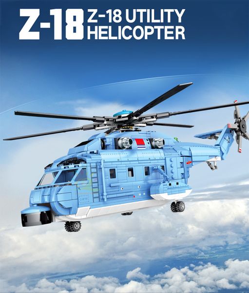 

huiqibao 908pcs z 18 large utility helicopters building blocks military army city plane airplane model bricks children toys gift sqcexr