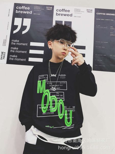 

sweater autumn cuhk and winter new children's korean leisure pullover boys' fashion brand foreign sle top, Black