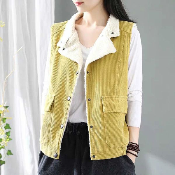 

2021 new winter women's sleeveless velvet jackets from the female thick vintage vest plus size 4xl y166 uxg0, Black;white