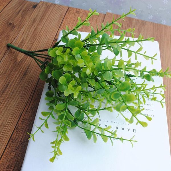

7 branches artificial fern leaves plastic artificial silk plants green fake plants for home party wedding decoration1