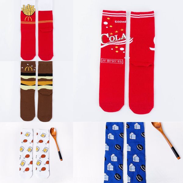 

harajuku style coke hose french fries cola high straight board cotton medium tube men and women socks chaoren high socks 4tpxf, Black