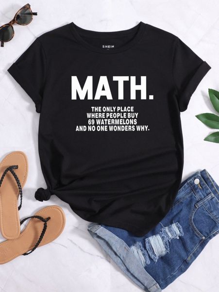 

slogan graphic short sleeve tee 23di#, White