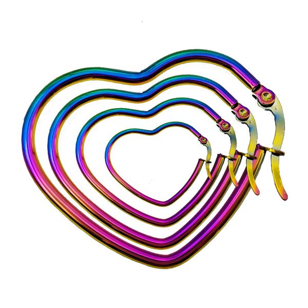 

peach heart seven stainless coil steel love color earrings, Silver
