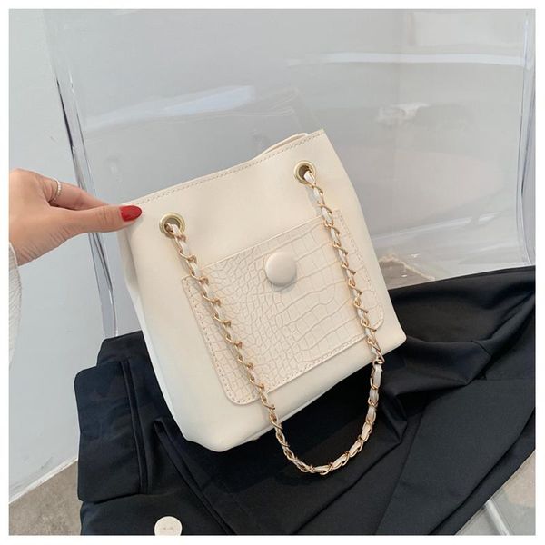 

2020 новые дамы сплошной цвет pu кожа сумка женская сумка цепи путешествия тенденция одного плеча сумку белый