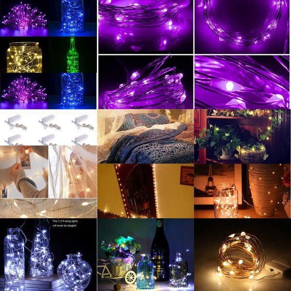 

led battery mini operated string 2m 20leds light copper silver wire starry strips fairy lights christmas decor
