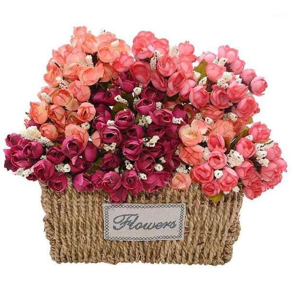 

2 bouquet vintage artificial silk rose flowers 2cm small bud bouquet diy wedding home christmas decor flowers rose gift1