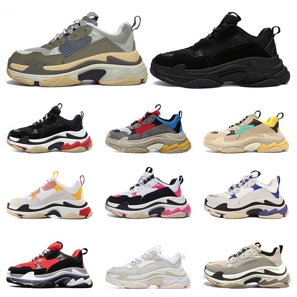 

triple s mens women fashion casual shoes vintage sneakers black white grey purple mens tennis trainers jogging walking outdoor size 36-4