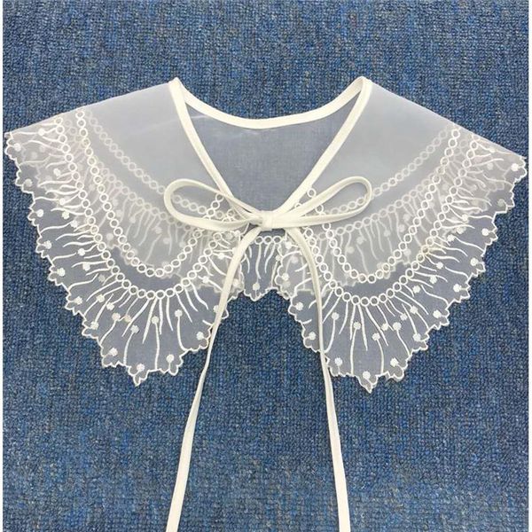 

women detachable lace fake collar blouse cloud shoulder doll collar embroidered bow false collar clothes shirt acc jllvtm, Blue;red