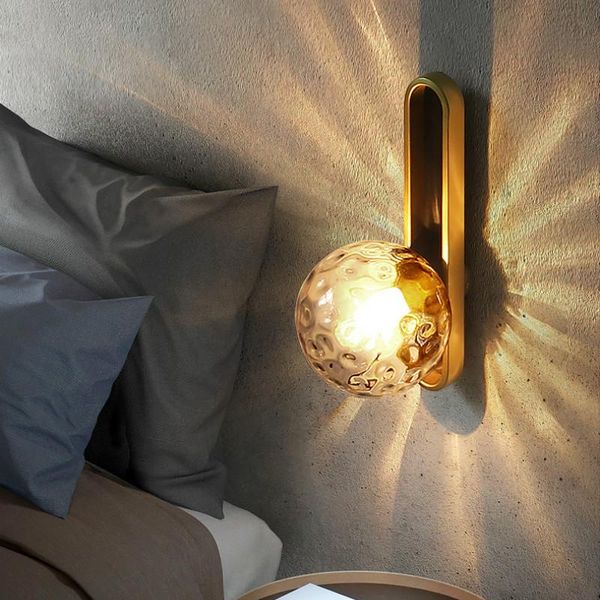

wall lamp nordic vintage iron spherical lampshade aisle bedroom study stair case light fixture living room decor led e27