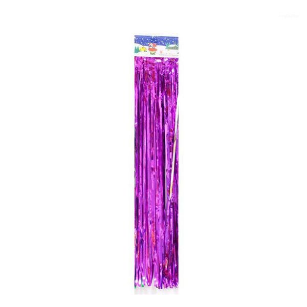 

christmas decorations 1pack decorative tinsel foil metallic fringe party door window curtains for wedding decoration 10*3ft (rose red)1