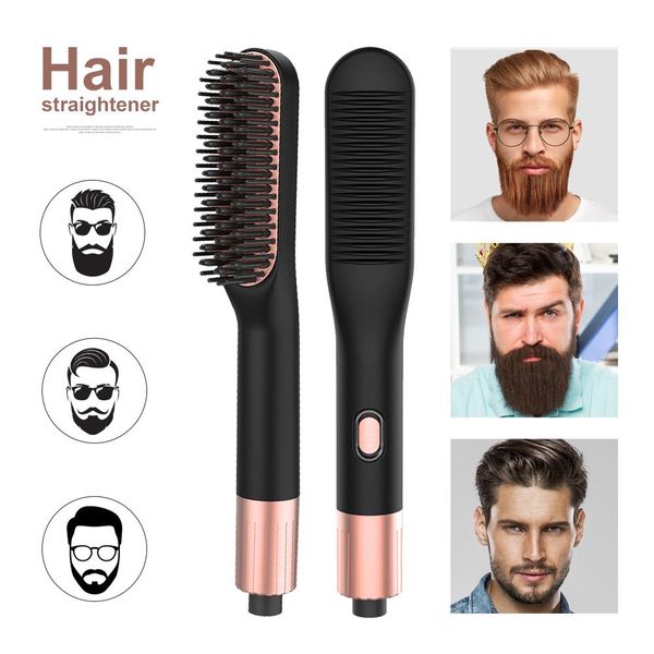 

2020 quick men brush beard straightening dropshipping styler hair comb straightener straighten new bbykkj lipper, Black