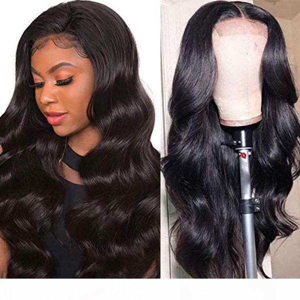 

human hair lace frontal wigs body wave wig 4*4 lace closure pre plucked brazilian hair 30 inch remy 150% density, Black;brown