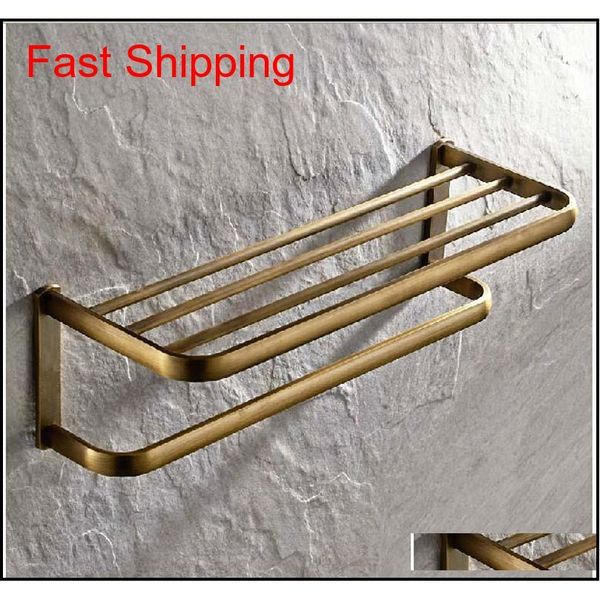 

wholesale and retail new antique brass wall mounted bathroom shelf towel rack hold qylfdy bde_luck