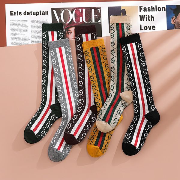 

women stockings autumn and winter fashion female letter pattern high socks casual womens street hip-hop stockings size 6 colors, Black;white