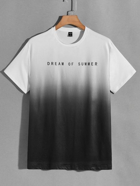 

men slogan graphic ombre tee 58j5#, White;black
