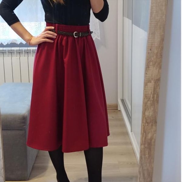 

witsnoep 2019 summer midi skirts women korean fashion knee length a line high waist skirt female with belt school skirt sun, Black
