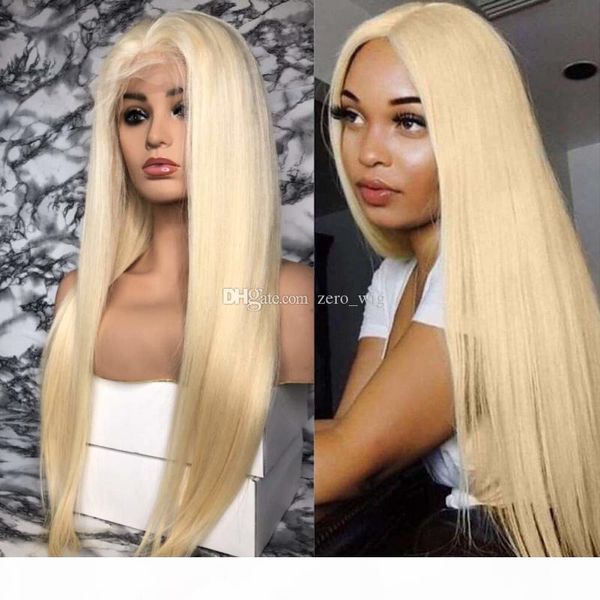 

silky straight blonde human hair wig for white woman swiss lace glueless full lace wigs with comb and straps #613 lace front wig, Black;brown