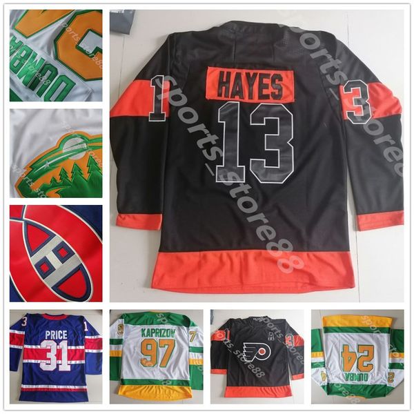 

2021 new reverse retro jersey 97 kirill kaprizov 13 kevin hayes 31 carey price 24 matt dumba custom hockey jersey, Black;red