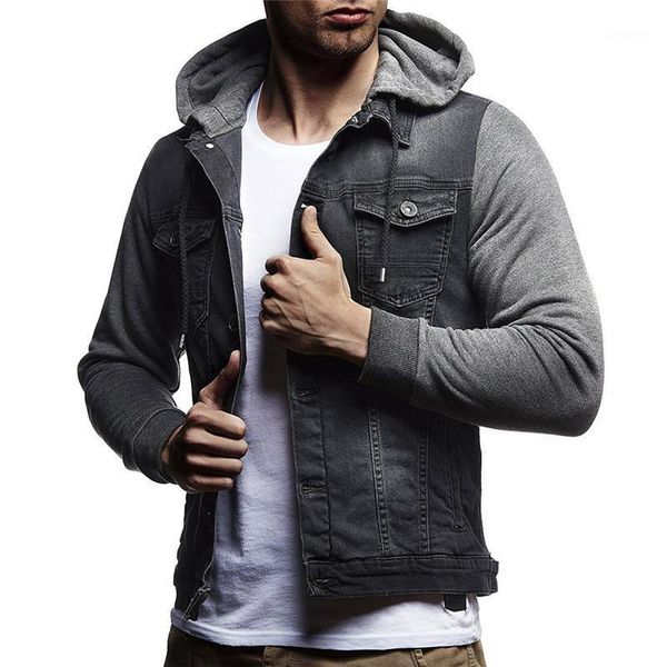 

new 2021 men's fashion jacket hooded men's denim jacket1, Black;brown