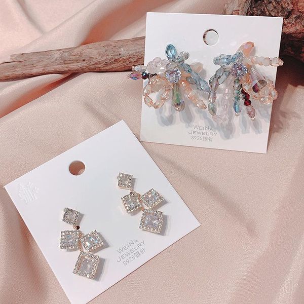 

luxury plated leaves earring delicate micro inlaid cubic zircon cz stud earrings wedding jewelry pendant, Silver