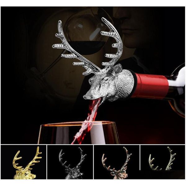 

stainless steel wine ser funny bottle plug wine extractor bar tools wine pourer deer stag head bottle cap cover vcbgs