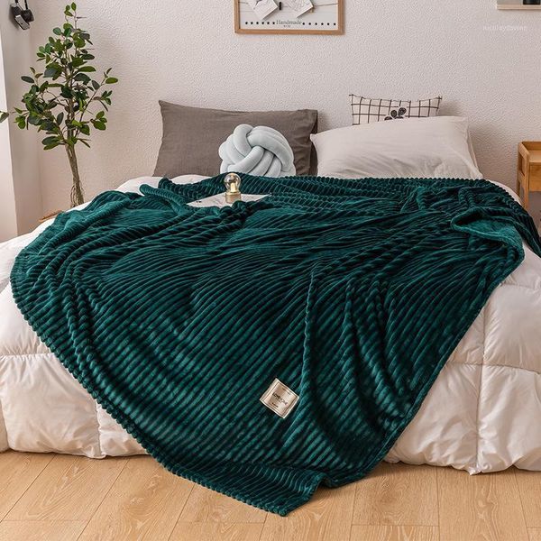 

blankets flannel stripe double-sided blanket air conditioning and throws for beds velvet plain blanket1