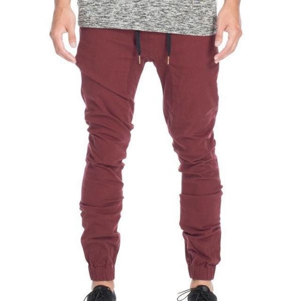 

men joggers slim fashion design skinny jeanselastic cuff drop crotch drawstring biker joggers pants for men 201111, Blue