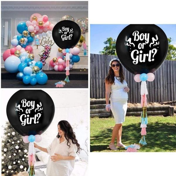

1pc 36 Inch Black Latex Balloon Boy Or Girl Halloween Baby Shower Festival Gender Supplies Party Reveal Wedding Party Decor H3C6