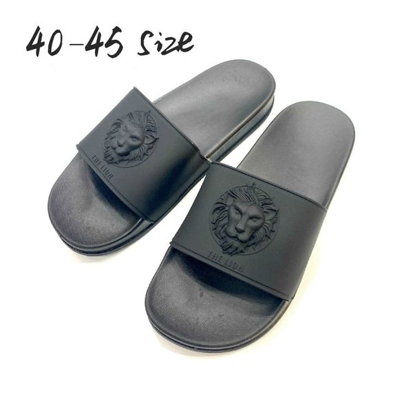 

lion head black casual slippers men fashion outdoor anti-slip beach flip flops pvc male soft flat shoes indoor shower slipper f1224