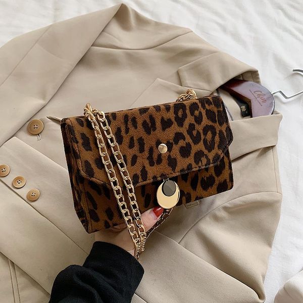 

women handbag autumn and winter leopard small square bag chain shoulder messenger bag luxury evening clutch phone bags