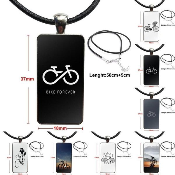 

bike cyclist black on white glass cabochon choker pendant rectangle necklace steel color jewelry for girls handmade gift1, Silver