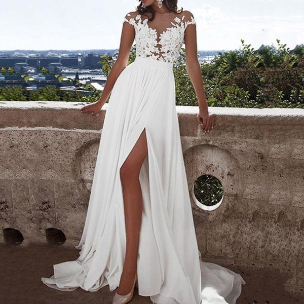 

casual dresses girl clothing women's floral formal lace vintage short sleeve slim wedding slit up maxi dress elegant bodycon vestidos#5, Black;gray