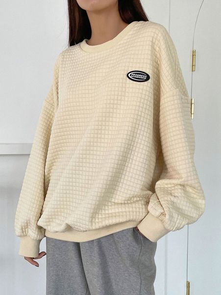 

dazy patched detail drop shoulder oversized pullover 78f6#, White;black