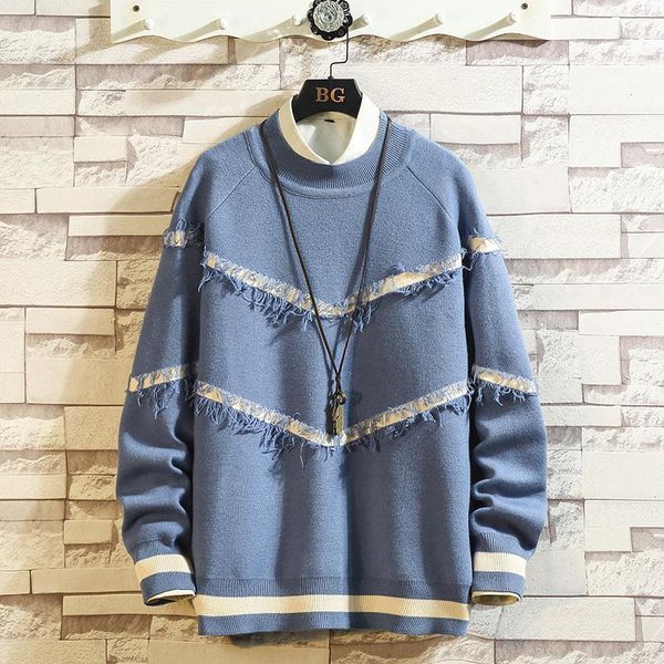 

men's sweaters 2021 men's long sleeves autumn spring striped pullover knitted o-neck plus oversized 5xl1, White;black